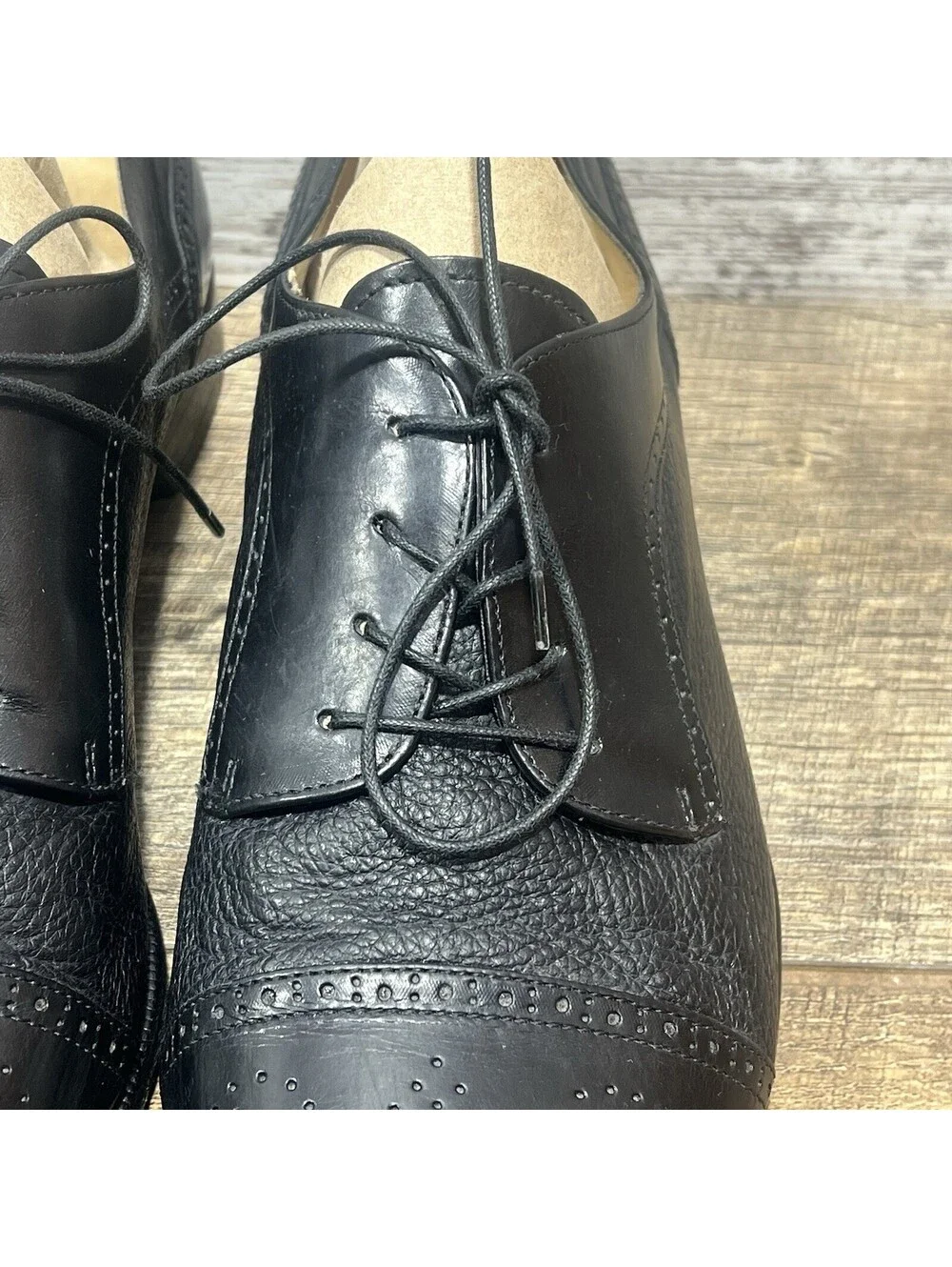 Pronto Uomo Firenze Italian Mens 11 M Oxford Dress Shoe Black Leather 4393-02